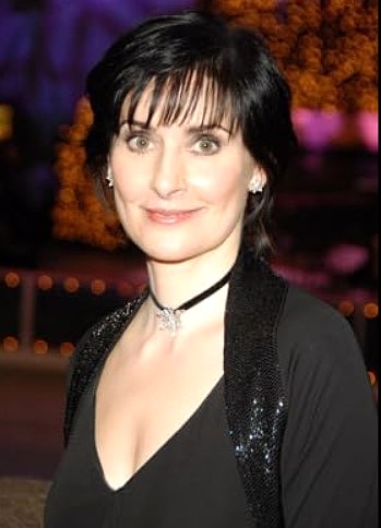 Enya em evento noturno, usando vestido preto e colar delicado, imagem que representa uma das celebridades que sumiram dos grandes palcos após o sucesso mundial nos anos 1990 e 2000.