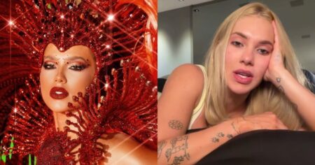 Virginia Fonseca tem estreia na Sapucaí marcada por perrengues; veja detalhes Virginia Fonseca com fantasia vermelha luxuosa na Sapucaí e em live após desfile da Grande Rio no Carnaval 2026