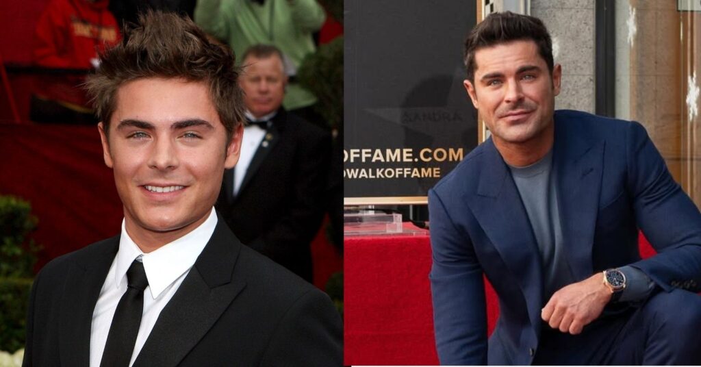 Antes e depois das celebridades: 15 transformações que chocaram 10 antes e depois das celebridades mostrando a transformação facial de Zac Efron ao longo dos anos