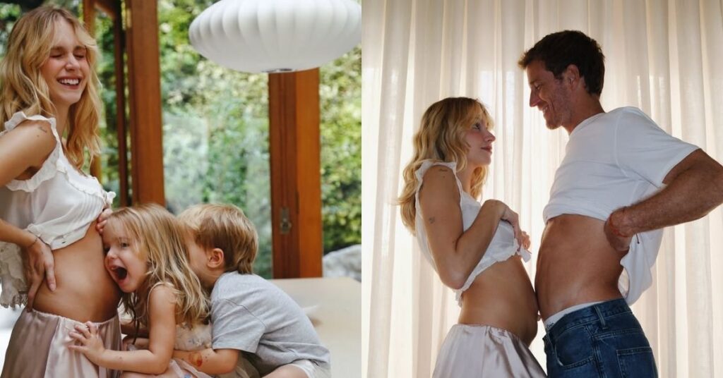 Isabella Scherer mostra barriguinha de gravidez em ensaio com o marido Rodrigo Calazans e os filhos gêmeos Mel e Bento