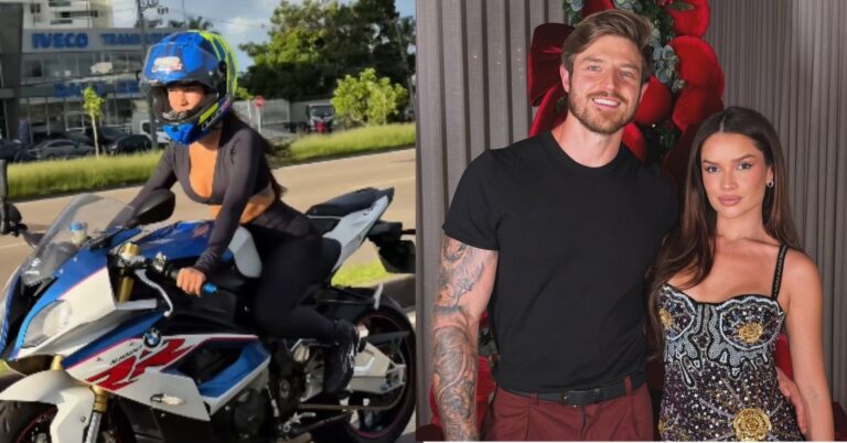 Juliette impressiona ao pilotar moto de R$ 139 mil e comentário do noivo viraliza Juliette pilota moto BMW S 1000 RR usando capacete azul, ao lado de imagem dela com o noivo Kaique Cerveny em festa de natal.