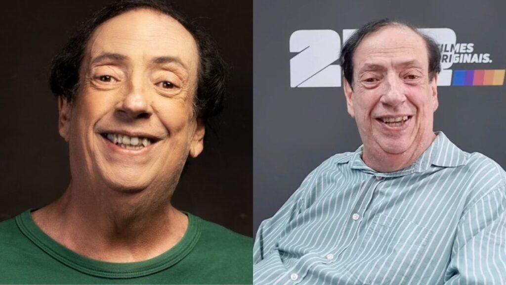 Fala de Marcos Oliveira sobre o Retiro dos Artistas gera revolta na web; entenda Marcos Oliveira aparece em duas imagens: em uma foto de estúdio sorrindo com camisa verde; na outra, em evento, usando camisa listrada e também sorrindo para a câmera