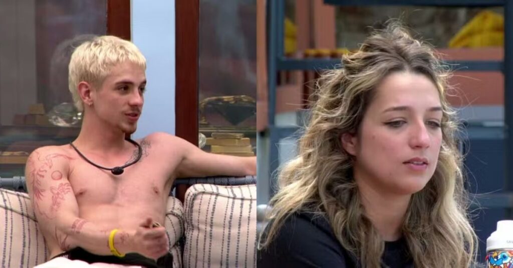 Dois participantes que estão discutindo durante a casa do BBB 26