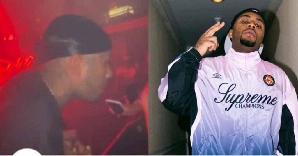 Orochi durante confusão em boate no Rio de Janeiro e imagem do rapper em pose para foto