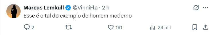 Comentário de Marcus no X fazendo crítica ao comportamento atribuído a Juliano Floss após desabafo de Vivi Wanderley