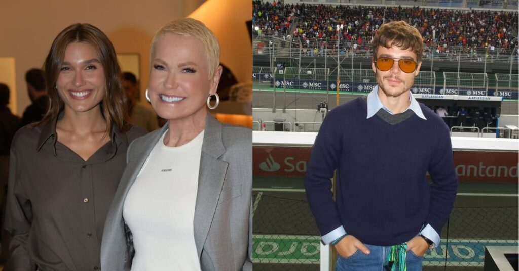 Xuxa sai em defesa do genro, João Lucas, e dispara contra haters: ‘Povo chato’ Xuxa Meneghel e Sasha Meneghel, mulheres sorrindo em evento interno; ao lado, João Lucas, jovem de óculos laranja em arquibancada lotada.