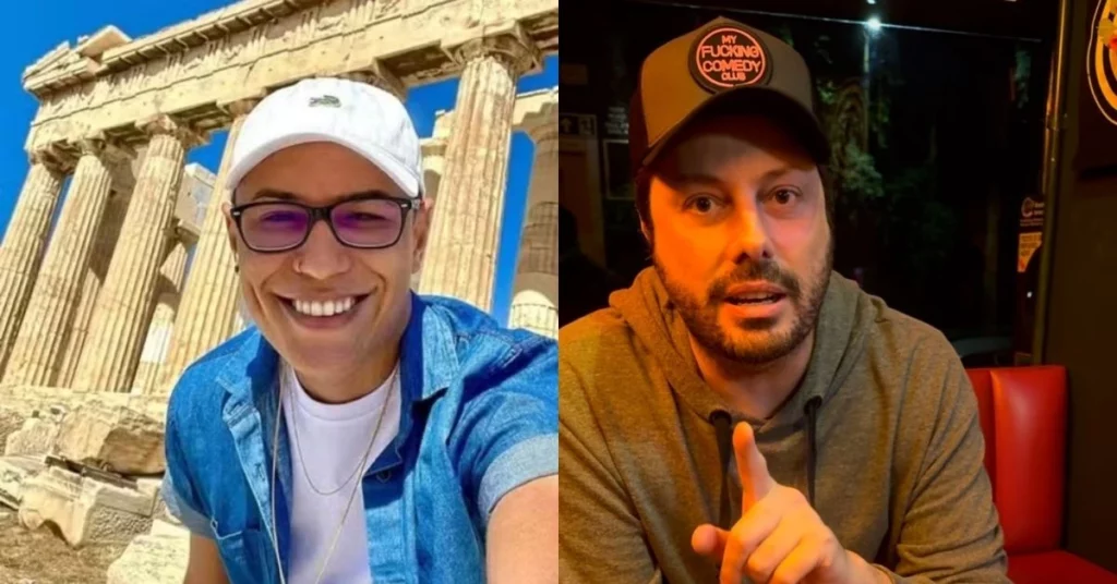 ‘Choquei’ processa Danilo Gentili por acusações ligadas à morte; saiba detalhes Raphael Sousa Oliveira ao lado de Danilo Gentili em montagem que ilustra processo judicial envolvendo a página Choquei