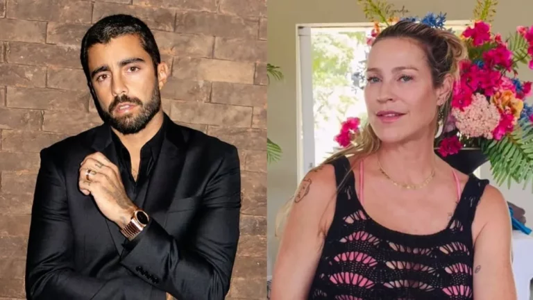 Luana Piovani ‘dá nota’ para Pedro Scooby e avalia relação: ‘passa de ano’ Montagem com Pedro Scooby, homem de barba e terno preto, diante de parede de tijolos e Luana Piovani, mulher loira em ambiente interno,com flores coloridas ao fundo.