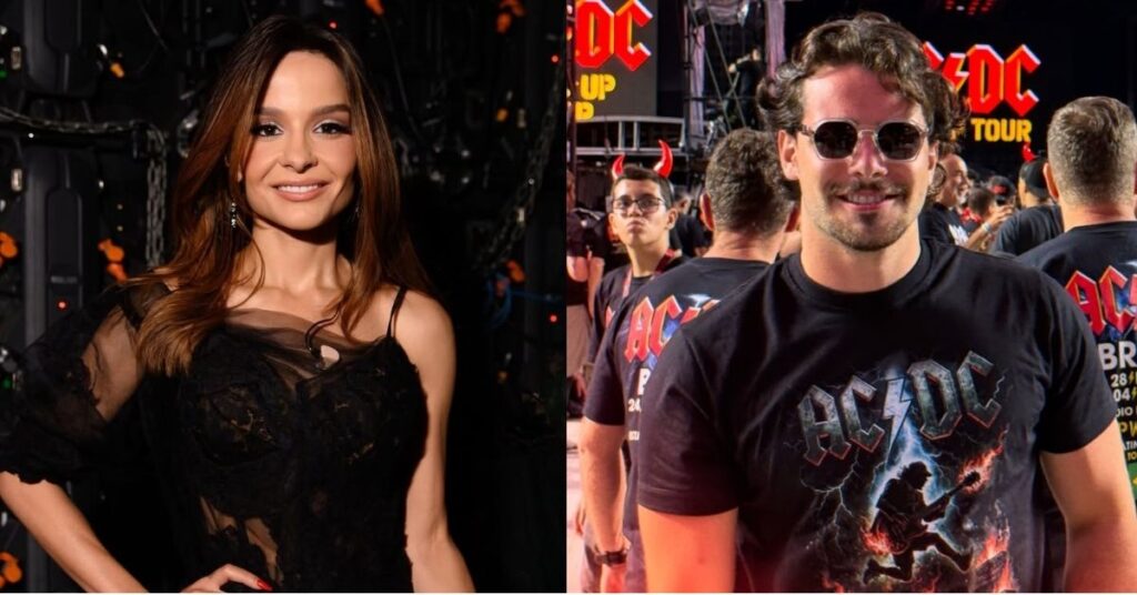 Maiara posa com vestido preto em evento enquanto cantor sertanejo Felipe Cavallieri aparece sorrindo em show, em meio a rumores de aproximação entre os dois