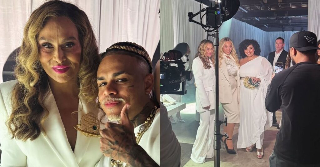 MC Cabelinho posa ao lado de Tina Knowles e aparece em bastidores de evento de Beyoncé com convidados em Los Angeles