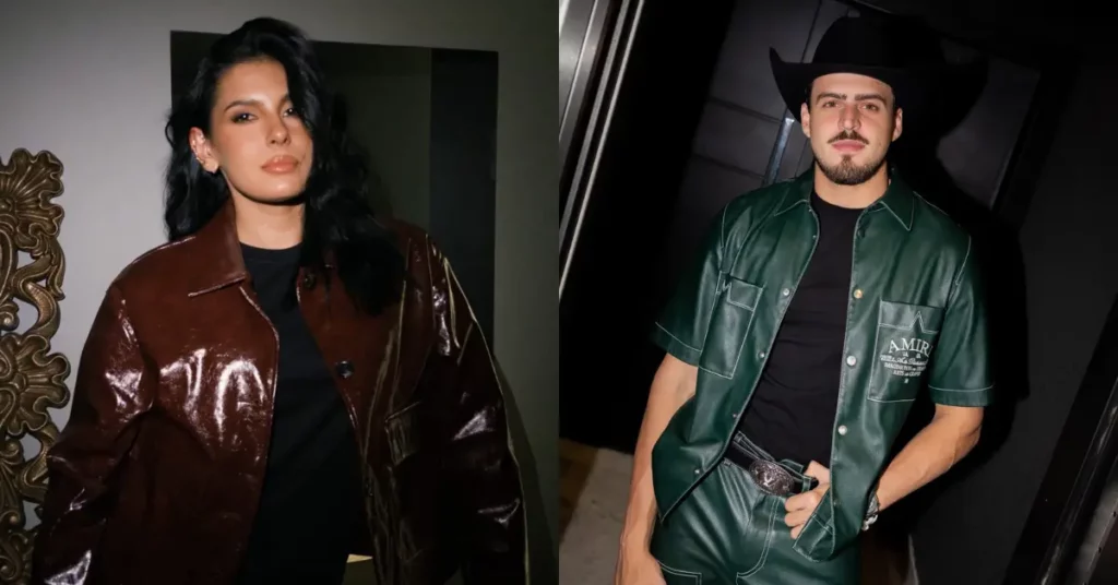 Ana Castela comenta foto de Jon Vlogs e interação agita fãs com rumores de romance Montagem mostra Ana Castela usando casaco marrom e Jon Vlogs com look country e chapéu preto em fotos publicadas nas redes sociais.