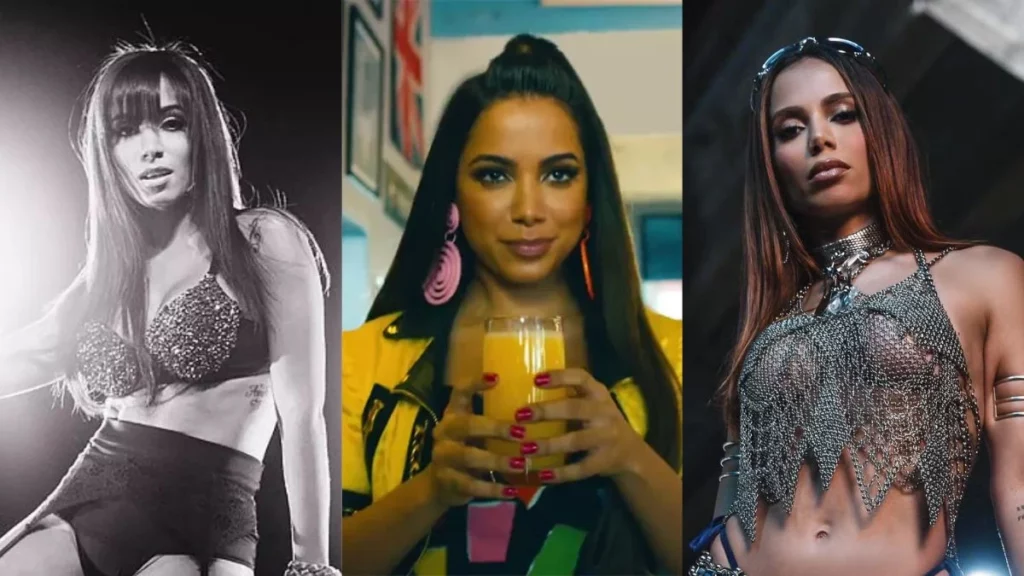 Antes e depois da Anitta: veja todas as mudanças 3 Montagem mostra antes e depois da Anitta e diferentes fases da cantora em fotos de palco e ensaios com figurinos brilhantes e looks marcantes.