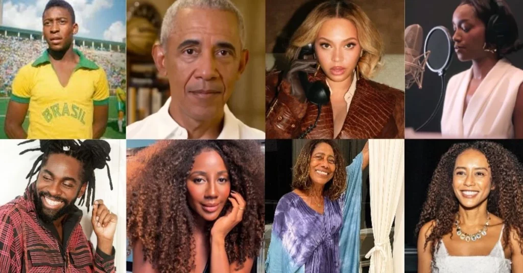 Celebridades negras: 20 nomes que marcaram o Brasil e o mundo A imagem destaque colagens com nomes recorrentes durante o texto.
