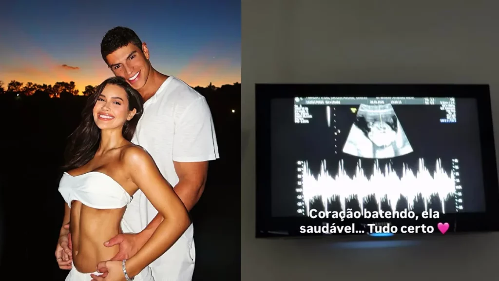 Franciny Ehlke emociona fãs ao mostrar rosto da filha em ultrassom; confira Montagem com fotos de Franciny Ehlke, Tony Maleh e a ultrassom da filha.