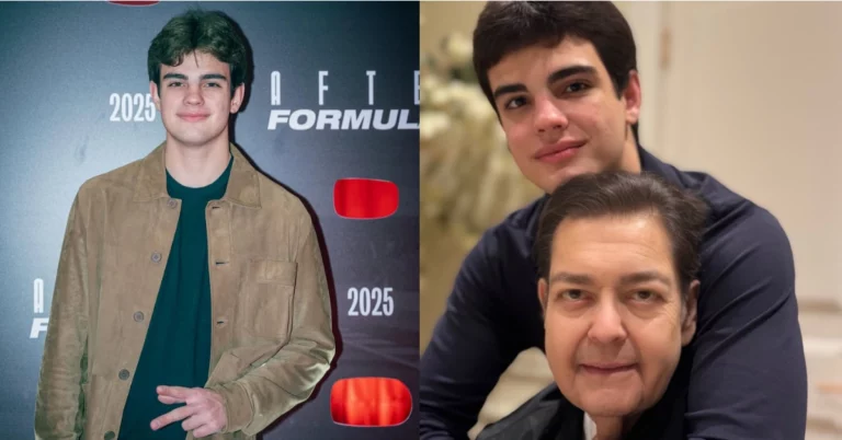Montagem mostra Rodrigo Silva em evento e ao lado do pai, Faustão, em foto compartilhada pela família