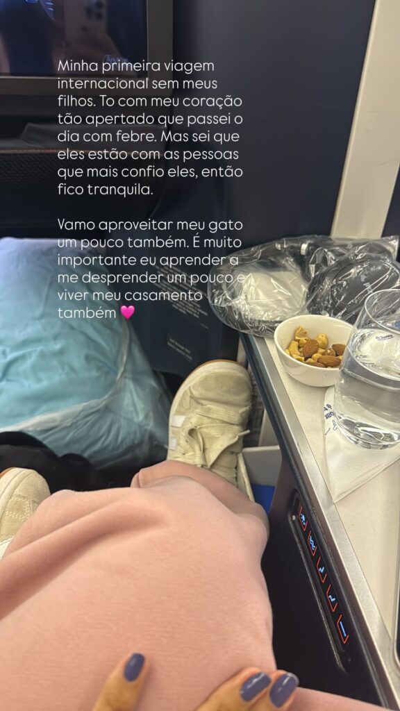 Ary Mirelle desabafa durante primeira viagem internacional sem os filhos 1 stories
