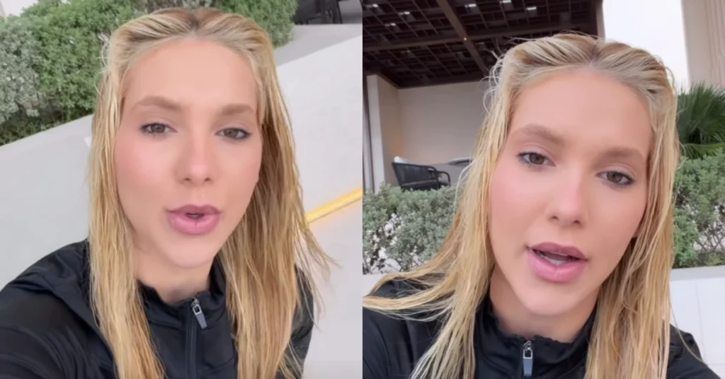 Virginia Fonseca aparece em montagem com dois frames de vídeo publicado nos Stories enquanto se pronuncia sobre repercussão em Dubai