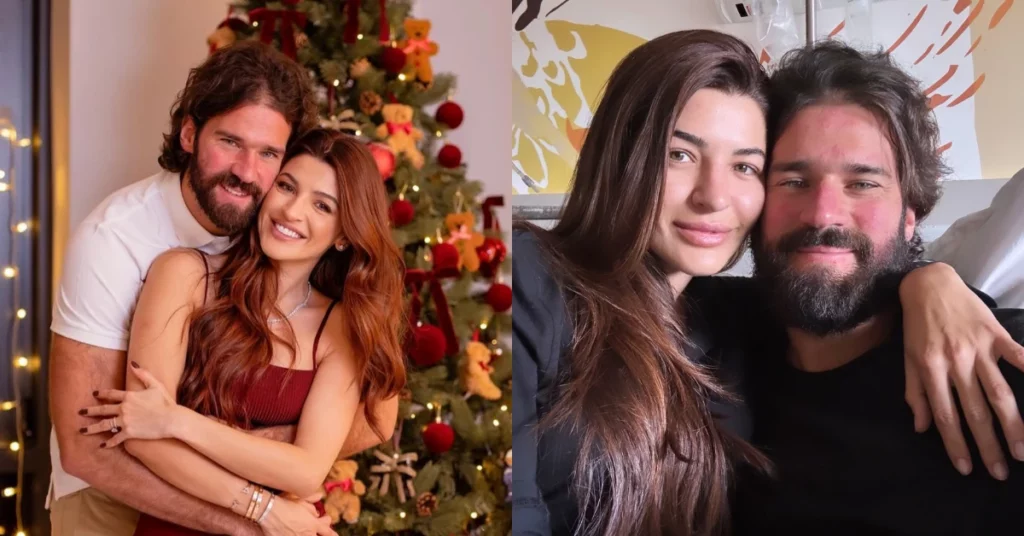 Esposa de Alisson Becker celebra 11 anos de união na Copa: ‘Para sempre tua’ Montagem mostra Alisson Becker e Natália Becker abraçados em dois registros compartilhados nas redes sociais