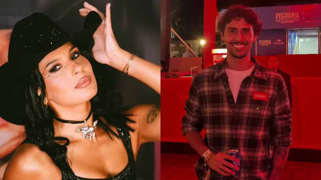 Ana Castela interage com cantor sertanejo e comentário faz fãs especularem romance; veja Montagem com fotos de Ana Castela usando chapéu preto e Nilson Neto sorrindo durante um evento, lado a lado.