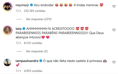 Bruna Biancardi e Neymar anunciaram que estão esperando mais uma filha.