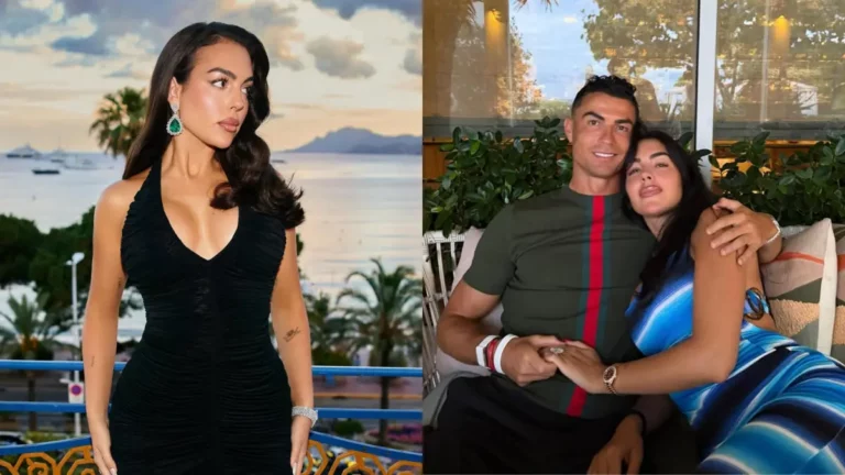 Montagem mostra Georgina Rodríguez sozinha e, ao lado, abraçada com Cristiano Ronaldo após o reencontro do casal.