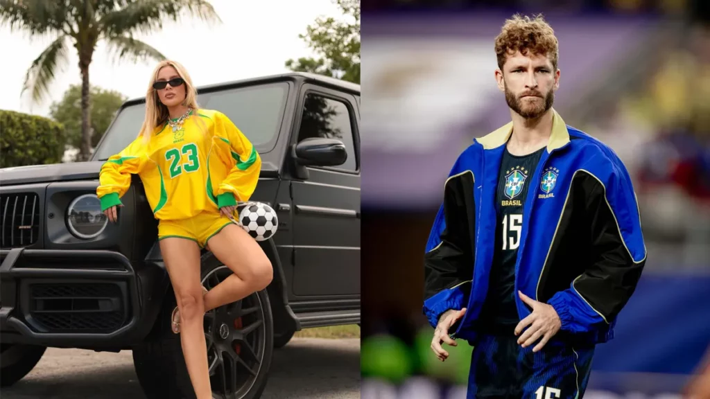 Montagem de fotos com Karoline Lima e Leo Pereira