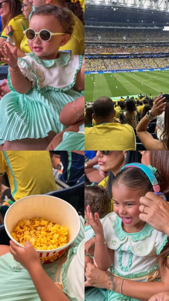 Bruna Biancardi encanta com torcida das filhas e look romântico na Copa 1 Bruna Biancardi explode o fofurômetro ao mostrar a filha Mavie torcendo pelo Brasil na Copa de 2026