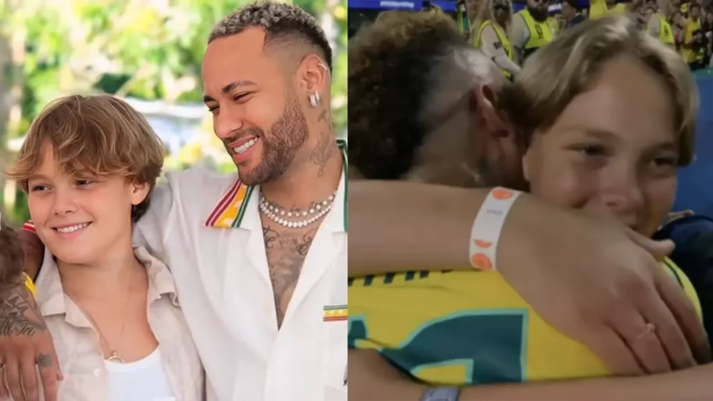 Montagem de fotos com Neymar e Davi Lucca durante a Copa do Mundo.