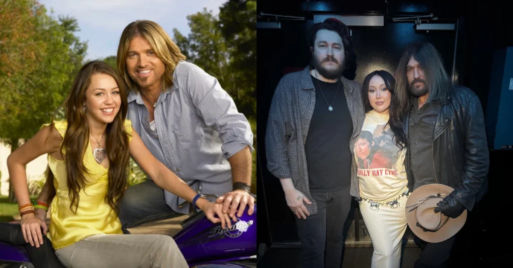 Pai de Miley Cyrus revela paralisia vocal e música dos filhos que marcou cura Montagem mostra Billy Ray Cyrus ao lado de Miley Cyrus em registro antigo e com Noah Cyrus e Braison Cyrus nos bastidores