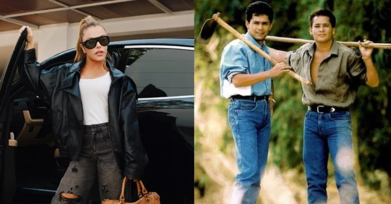 Montagem mostra Poliana Rocha e uma foto histórica da dupla Leandro e Leonardo durante homenagem aos 28 anos da morte do cantor