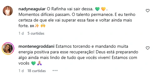 Esposa de Raphinha quebra silêncio após fala de Vampeta e faz declaração ao jogador 6 Comentários de apoio a Raphinha após publicação de Natalia Belloli nas redes sociais