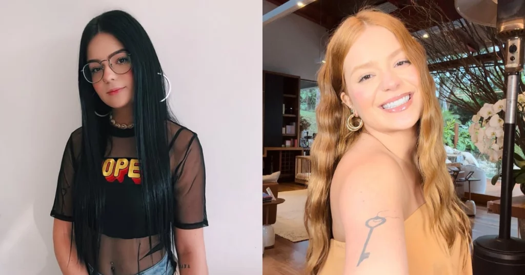 Montagem compara Viih Tube com cabelo escuro no início da carreira e ruiva atualmente
