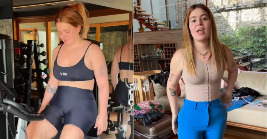 Viih Tube antes e depois em montagem sobre emagrecimento e rotina de exercícios
