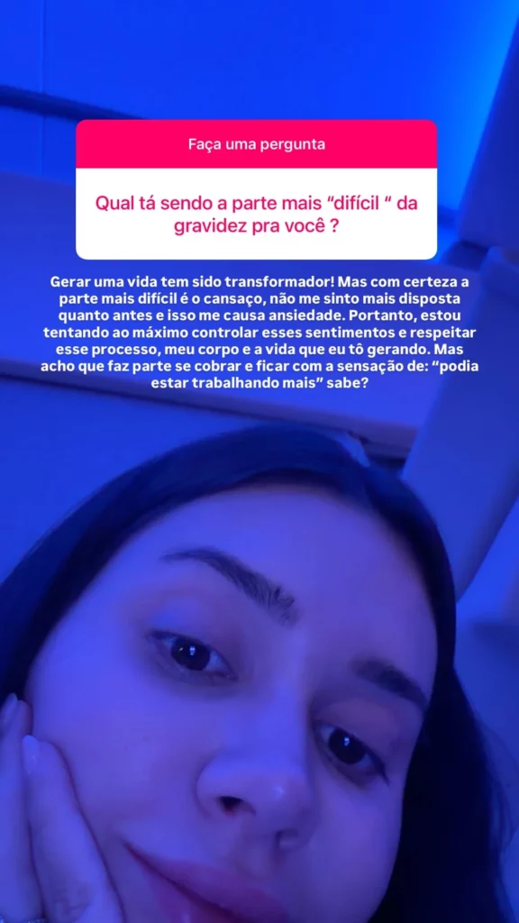 Franciny Ehlke expõe autocobrança na 1ª gravidez: ‘Me causa ansiedade’ 1 Franciny Ehlke relata ansiedade e cansaço durante a primeira gravidez em resposta publicada no Instagram