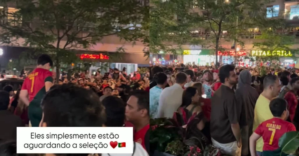 Irmã de Cristiano Ronaldo mostra fãs reunidos na porta do hotel após vitória de Portugal na Copa