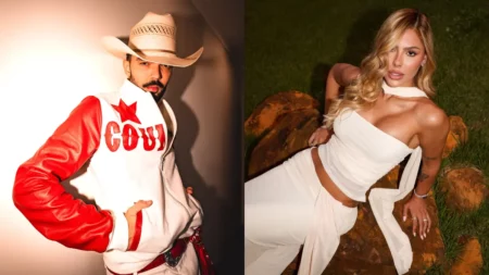 Luan Pereira se declara para Victória Miranda e reacende rumores de reconciliação; confira Montagem com fotos de Luan Pereira usando chapéu e roupa em estilo country e de Victória Miranda com conjunto branco; cantor voltou a se declarar para a influenciadora nas redes sociais.