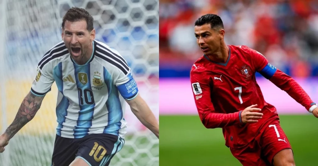 Montagem de messi e cristiano ronaldo
