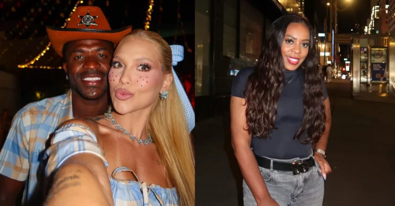 Virginia Fonseca surpreende mãe de Vini Jr. com presente no ‘Dia dos Avós’ Montagem com Virginia Fonseca e Vini Jr. sorrindo durante uma selfie em uma festa temática. Ao lado, Fernanda Cristina, mãe do jogador, posa em uma rua iluminada à noite.
