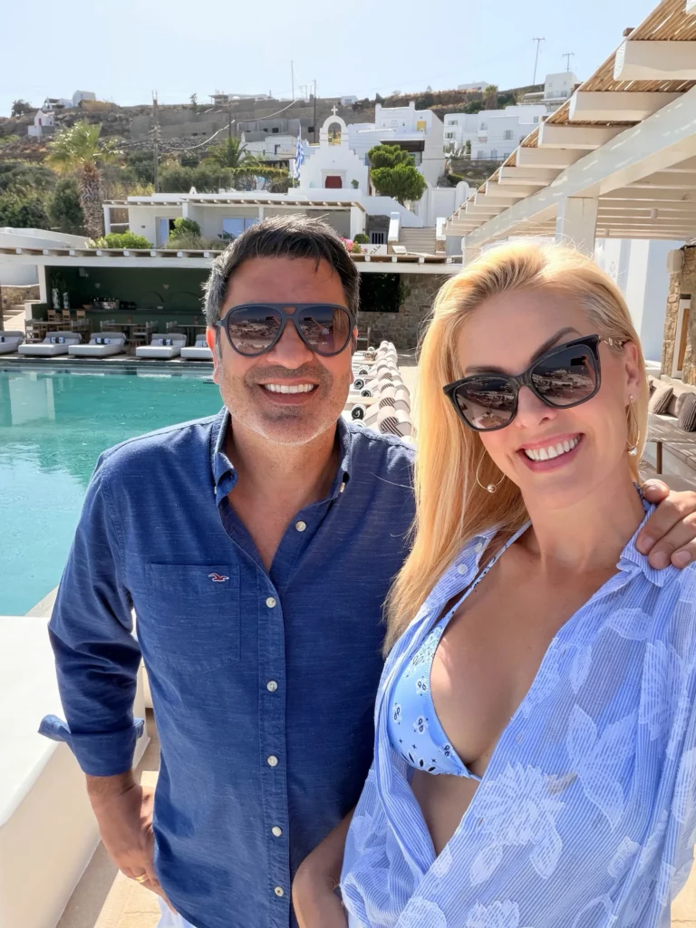 Ana Hickmann e Edu Guedes durante viagem na Grécia
