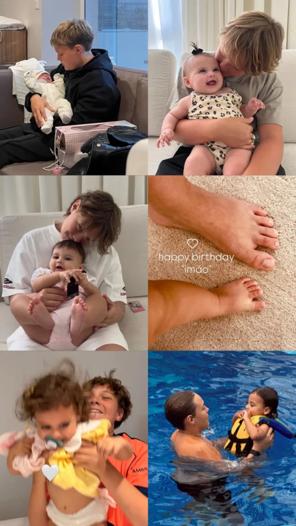 Compilado de fotos de Davi Lucca e Helena, filhos de Neymar, compartilhado por Amanda Kimberly