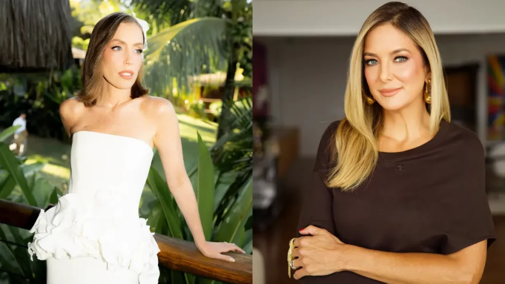 Montagem com Fabiana Justus durante a renovação dos votos de casamento e Ticiane Pinheiro, que não participou da celebração na Bahia.