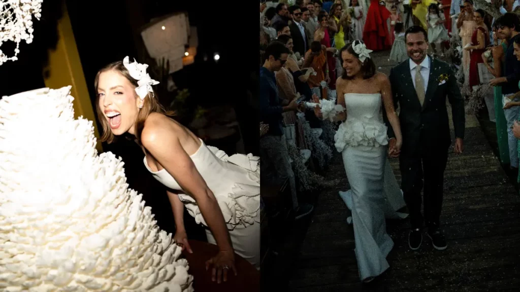 Fabi Justus rebate críticas após festa de casamento sem crianças: ‘É sério?’ Fabi Justus aparece ao lado de Bruno Levi D'Ancona durante a celebração da renovação de votos do casal, na Bahia.