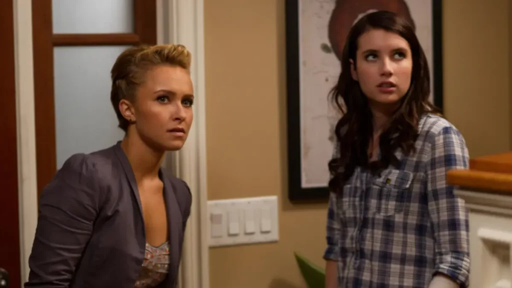 Hayden Panettiere ao lado de Emma Roberts em Pânico 4.