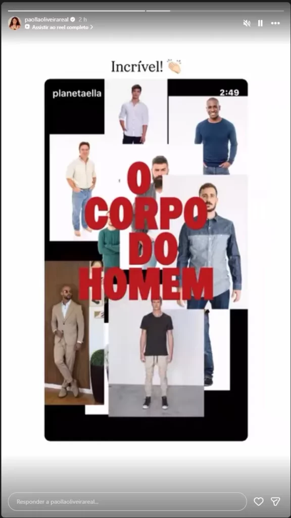 Postagem de Paolla Oliveira sobre o corpo feminino. 