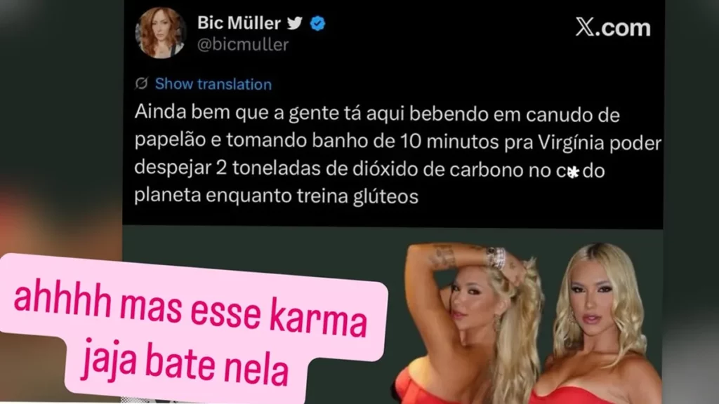 Publicação de Luana Píovani alfinetando Virginia