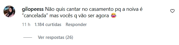Comentário no Instagram do Jota Quest afirma que a banda será cancelada após especulações envolvendo o casamento de Viih Tube