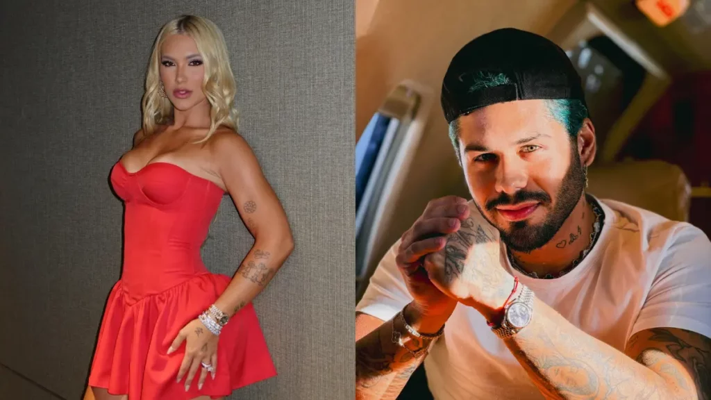 Montagem com fotos de Virginia Fonseca e Zé Felipe lado a lado, cada um em um retrato individual.
