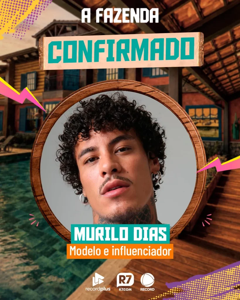 Murilo Dias em arte oficial da A Fazenda 18