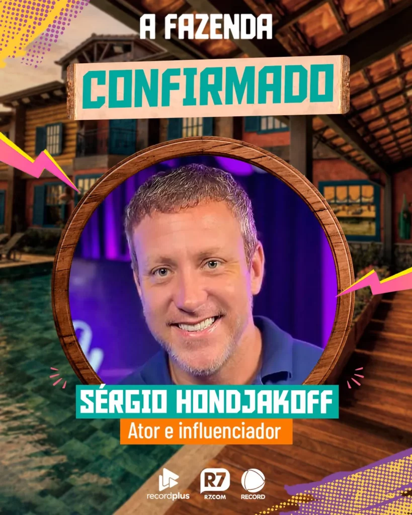 Sérgio Hondjakoff em arte oficial da A Fazenda 18