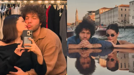 Selena Gomez e Benny Blanco aparecem juntos em duas fotos românticas durante momentos de viagem e intimidade.